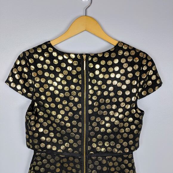 Kensie Black and Gold Polka Dot Mini Dress Size S - Picture 5 of 8